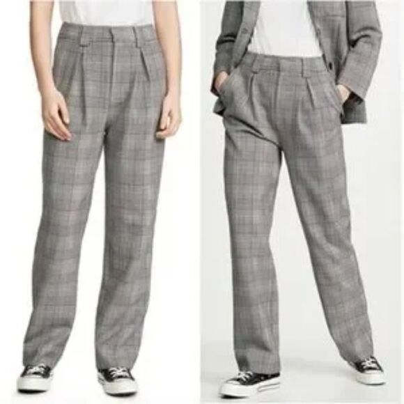 Ganni Check Plaid Phantom Suiting Pleated Window Pane Academia Trouser Pant 8/10 - Picture 14 of 14